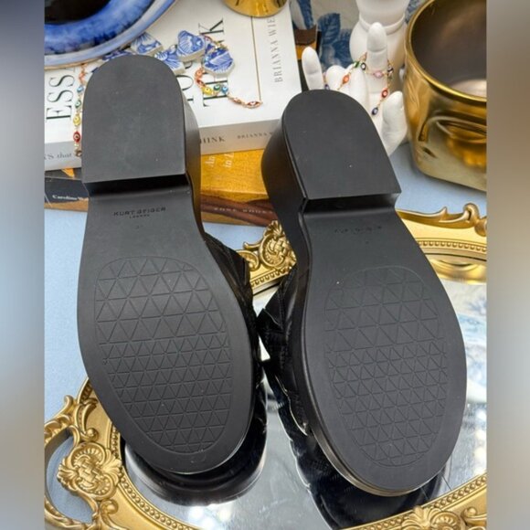 🆕 KURT GEIGER LONDON 🧿 NWOB Kensington Slip On Sandal, Black Sz 37 US 7 - Picture 10 of 13